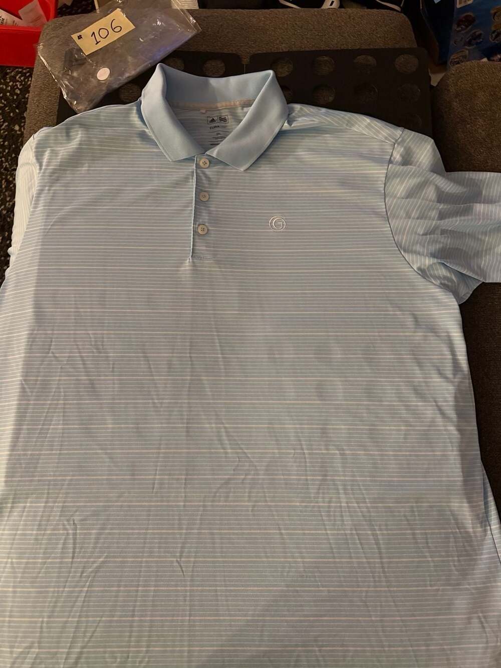 Adidas Golf Climalite Polo Shirt Size 2XL Light Blue Striped